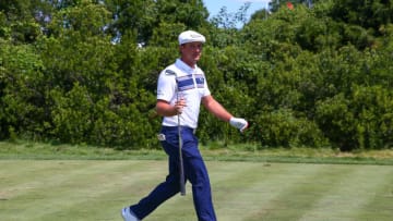 PGA FanDuel: JERSEY CITY, NJ - AUGUST 11: Bryson DeChambeau walks down the 2nd fairway during THE NORTHERN TRUST golf tournament on August 11, 2019 at Liberty National Golf Club in Jersey City, NJ. (Photo by Rich Graessle/Icon Sportswire via Getty Images)