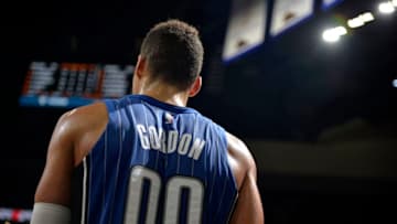 SAN ANTONIO, TX - OCTOBER 10: Aaron Gordon #00 of the Orlando Magic looks on during a preseason game against the San Antonio Spurs on October 10, 2017 at the AT&T Center in San Antonio, Texas. NOTE TO USER: User expressly acknowledges and agrees that, by downloading and or using this photograph, user is consenting to the terms and conditions of the Getty Images License Agreement. Mandatory Copyright Notice: Copyright 2017 NBAE (Photos by Mark Sobhani/NBAE via Getty Images)