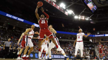 COLUMBIA, SOUTH CAROLINA - MARCH 22: Kristian Doolittle #21 of the Oklahoma Sooners shoots against Devontae Shuler #2 of the Mississippi Rebels in the second half during the first round of the 2019 NCAA Men's Basketball Tournament at Colonial Life Arena on March 22, 2019 in Columbia, South Carolina. (Photo by Kevin C. Cox/Getty Images)