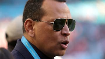 MIAMI, FLORIDA - FEBRUARY 02: Former baseball player Alex Rodriguez looks on before Super Bowl LIV at Hard Rock Stadium on February 02, 2020 in Miami, Florida. (Photo by Tom Pennington/Getty Images)