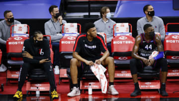 Philadelphia 76ers, Mike Scott, Tony Bradley, Paul Reed. (Photo by Tim Nwachukwu/Getty Images)