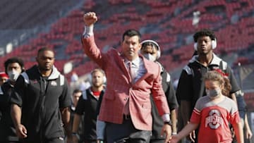 Ohio State Buckeyes head coach Ryan Day leads his team into Ohio Stadium prior to the NCAA football game against the Oregon Ducks in Columbus on Saturday, Sept. 11, 2021.Oregon Ducks At Ohio State Buckeyes Football
