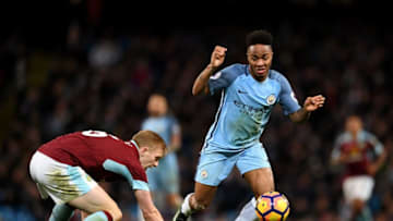 MANCHESTER, ENGLAND - JANUARY 02: Raheem Sterling of Manchester City in action during the Premier League match between Manchester City and Burnley at Etihad Stadium on January 2, 2017 in Manchester, England. (Photo by Shaun Botterill/Getty Images)