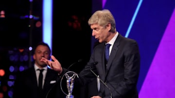 MONACO, MONACO - FEBRUARY 18: Arsene Wenger winner of the Laureus Lifetime Achievement award speaks on stage during the 2019 Laureus World Sports Awards on February 18, 2019 in Monaco, Monaco. (Photo by Alexander Hassenstein/Getty Images for Laureus)