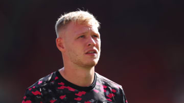 LONDON, ENGLAND - SEPTEMBER 11: Aaron Ramsdale of Arsenal looks on as he warms up prior to the Premier League match between Arsenal and Norwich City at Emirates Stadium on September 11, 2021 in London, England. (Photo by Julian Finney/Getty Images)