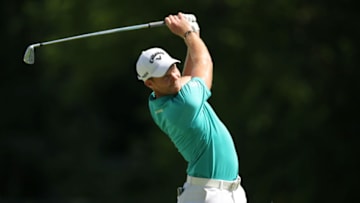 DETROIT, MICHIGAN - JULY 04: Danny Willett of England plays his shot from the ninth tee during the third round of the Rocket Mortgage Classic on July 04, 2020 at the Detroit Golf Club in Detroit, Michigan. (Photo by Leon Halip/Getty Images)