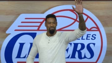 Aug 18, 2014; Los Angeles, CA, USA; Los Angeles Clippers center DeAndre Jordan at fan fest at Staples Center. Mandatory Credit: Kirby Lee-USA TODAY Sports