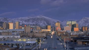SALT LAKE CITY, UT - FEBRUARY 18: A general view of the Salt Lake City skyline taken during the 2002 Winter Olympic Games on February 18, 2002 in Salt Lake CIty, Utah. ( Photo by: Brian Bahr/Getty Images)