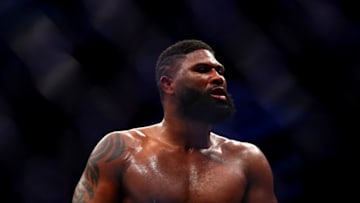 ABU DHABI, UNITED ARAB EMIRATES - SEPTEMBER 07: Curtis Blaydes of United States celebrates victory over Shamil Abdurakhimov of Russia during the UFC 242 event at The Arena on September 07, 2019 in Abu Dhabi, United Arab Emirates. (Photo by Francois Nel/Getty Images)