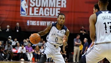 Jul 8, 2016; Las Vegas, NV, USA; New Orleans Pelicans guard Anthony Barber (0) dribbles the ball during an NBA Summer League game at Thomas & Mack Center. Mandatory Credit: Stephen R. Sylvanie-USA TODAY Sports