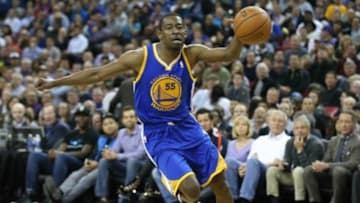 Feb 19, 2014; Sacramento, CA, USA; Golden State Warriors shooting guard Jordan Crawford (55) moves the ball against the Sacramento Kings during the second quarter at Sleep Train Arena. Mandatory Credit: Kelley L Cox-USA TODAY Sports