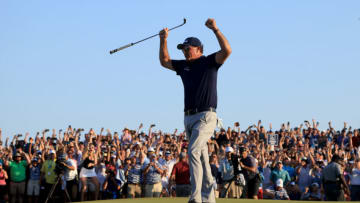 KIAWAH ISLAND, SOUTH CAROLINA - MAY 23: Phil Mickelson of the United States celebrates on the 18th green after winning the 2021 PGA Championship held at the Ocean Course of Kiawah Island Golf Resort on May 23, 2021 in Kiawah Island, South Carolina. (Photo by Sam Greenwood/Getty Images)