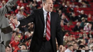 Jan 27, 2015; Athens, GA, USA; Georgia Bulldogs head coach Mark Fox reacts to a play against the Vanderbilt Commodores during the second half at Stegeman Coliseum. Georgia defeated Vanderbilt 70-62. Mandatory Credit: Dale Zanine-USA TODAY Sports
