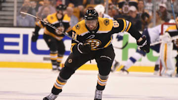 BOSTON, MA - MAY 2: Rick Nash #61 of the Boston Bruins skates against the Tampa Bay Lightning in Game Three of the Eastern Conference Second Round during the 2018 NHL Stanley Cup Playoffs at the TD Garden on May 2, 2018 in Boston, Massachusetts. (Photo by Steve Babineau/NHLI via Getty Images) *** Local Caption *** Rick Nash