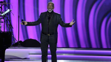 Apr 3, 2022; Las Vegas, NV, USA; LeVar Burton speaks before he presents awards during the 64th GRAMMY Awards Premiere Ceremony at the MGM Grand Conference Marquee Ballroom in Las Vegas. Mandatory Credit: Robert Hanashiro-USA TODAY