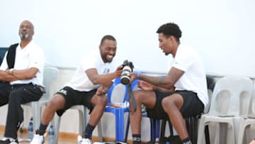 JOHANNESBURG, SOUTH AFRICA - AUGUST 2: Rondae Hollis-Jefferson of the Brooklyn Nets and Kemba Walker of the Charlotte Hornets takes part in the Basketball Without Borders Africa at the American International School of Johannesburg on August 2, 2017 in Gauteng province of Johannesburg, South Africa. NOTE TO USER: User expressly acknowledges and agrees that, by downloading and or using this photograph, User is consenting to the terms and conditions of the Getty Images License Agreement. Mandatory Copyright Notice: Copyright 2017 NBAE (Photo by Nathaniel S. Butler/NBAE via Getty Images)