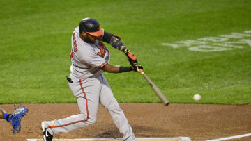 NEW YORK, NEW YORK - SEPTEMBER 08: Hanser Alberto #57 of the Baltimore Orioles at bat against the New York Mets at Citi Field on September 08, 2020 in New York City. (Photo by Steven Ryan/Getty Images)