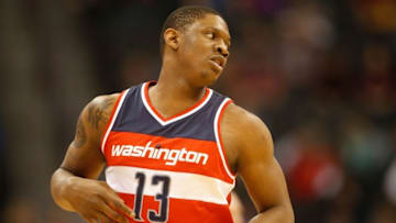 Jan 25, 2015; Denver, CO, USA; Washington Wizards center Kevin Seraphin (13) during the game against the Denver Nuggets at Pepsi Center. Mandatory Credit: Chris Humphreys-USA TODAY Sports