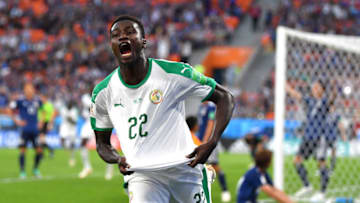 YEKATERINBURG, RUSSIA - JUNE 24: Moussa Wague of Senegal celebrates after scoring his team's second goal during the 2018 FIFA World Cup Russia group H match between Japan and Senegal at Ekaterinburg Arena on June 24, 2018 in Yekaterinburg, Russia. (Photo by Dan Mullan/Getty Images)