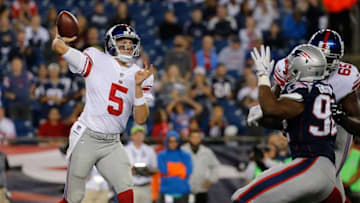 FOXBORO, MA - AUGUST 31: Davis Webb (Photo by Jim Rogash/Getty Images)