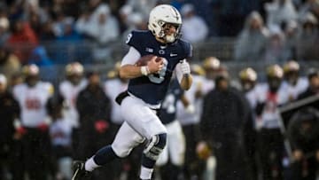 STATE COLLEGE, PA - NOVEMBER 24: Trace McSorley #9 of the Penn State Nittany Lions rushes for his second touchdown against the Maryland Terrapins during the first quarter at Beaver Stadium on November 24, 2018 in State College, Pennsylvania. (Photo by Scott Taetsch/Getty Images)