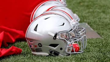 Sep 19, 2015; Columbus, OH, USA; Ohio State Buckeyes helmet during the game versus the Northern Illinois Huskies at Ohio Stadium. Ohio State won the game 20-13. Mandatory Credit: Joe Maiorana-USA TODAY Sports