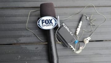 Apr 4, 2014; Cleveland, OH, USA; General view of FOX sports microphone prior to a game between the Cleveland Indians and the Minnesota Twins at Progressive Field. Cleveland won 7-2. Mandatory Credit: David Richard-USA TODAY Sports