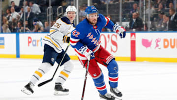 NEW YORK, NY - OCTOBER 24: Brendan Smith #42 of the New York Rangers skates against the Buffalo Sabres at Madison Square Garden on October 24, 2019 in New York City. (Photo by Jared Silber/NHLI via Getty Images)