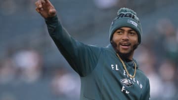 PHILADELPHIA, PA - DECEMBER 22: DeSean Jackson #10 of the Philadelphia Eagles looks on prior to the game against the Dallas Cowboys at Lincoln Financial Field on December 22, 2019 in Philadelphia, Pennsylvania. (Photo by Mitchell Leff/Getty Images)