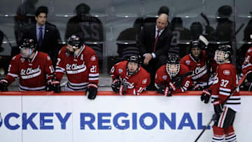 ST PAUL, MN - MARCH 30: The St. Cloud State Huskies look on during the third period of the final game against the Minnesota Golden Gophers in the West Regional of the 2014 NCAA Division I Men's Ice Hockey Championship on March 30, 2014 at Xcel Energy Center in St Paul, Minnesota. The Minnesota Golden Gophers defeated the St. Cloud State Huskies 4-0. (Photo by Hannah Foslien/Getty Images)