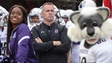 LINCOLN, NE - NOVEMBER 04: Head coach Pat Fitzgerald of the Northwestern Wildcats waits to run on the field before the game against the Nebraska Cornhuskers at Memorial Stadium on November 4, 2017 in Lincoln, Nebraska. (Photo by Steven Branscombe/Getty Images)