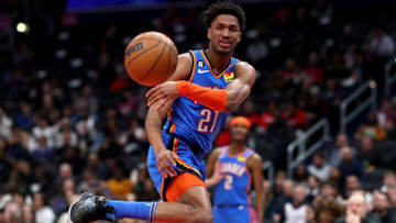 Aaron Wiggins #21 of the Oklahoma City Thunder (Photo by Rob Carr/Getty Images)