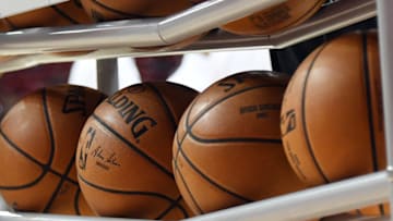 LAS VEGAS, NEVADA - JULY 06: Basketballs are shown in a ball rack before a game between the Washington Wizards and the New Orleans Pelicans during the 2019 NBA Summer League at the Thomas & Mack Center on July 6, 2019 in Las Vegas, Nevada. NOTE TO USER: User expressly acknowledges and agrees that, by downloading and or using this photograph, User is consenting to the terms and conditions of the Getty Images License Agreement. (Photo by Ethan Miller/Getty Images)