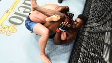 DALLAS, TX - SEPTEMBER 08: (R-L) Aljamain Sterling attempts to submit Cody Stamann in their bantamweight fight during the UFC 228 event at American Airlines Center on September 8, 2018 in Dallas, Texas. (Photo by Josh Hedges/Zuffa LLC/Zuffa LLC via Getty Images)