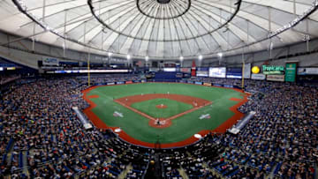 ST. PETERSBURG, FL - MARCH 28: A general view of Tropicana Field during the game between the Houston Astros and the Tampa Bay Rays at Tropicana Field on Thursday, March 28, 2019 in St. Petersburg, Florida. (Photo by Mike Carlson/MLB via Getty Images)