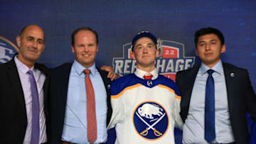 MONTREAL, QUEBEC - JULY 07: Noah Ostlund is drafted by the Buffalo Sabres during Round One of the 2022 Upper Deck NHL Draft at Bell Centre on July 07, 2022 in Montreal, Quebec, Canada. (Photo by Bruce Bennett/Getty Images)