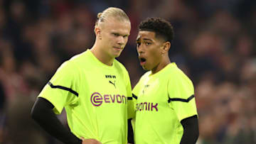 Erling Haaland and Jude Bellingham. (Photo by Dean Mouhtaropoulos/Getty Images)
