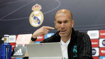 MADRID, SPAIN - FEBRUARY 26: Head coach Zinedine Zidane of Real Madrid attends a press conference at Valdebebas training ground on February 26, 2018 in Madrid, Spain. (Photo by Angel Martinez/Real Madrid via Getty Images)