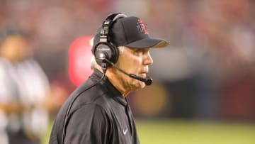 SAN DIEGO, CA - SEPTEMBER 08: Head coach Rocky Long of the San Diego State Aztecs looks on from the bench area in the second half against the Sacramento State Hornets at SDCCU Stadium on September 8, 2018 in San Diego, California. (Photo by Kent Horner/Getty Images)