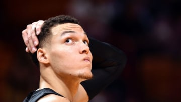 Dec 20, 2016; Miami, FL, USA; Orlando Magic forward Aaron Gordon (00) looks at the replay during the second half against the Miami Heat at American Airlines Arena. The Magic defeated the Heat in a double overtime 136-130. Mandatory Credit: Steve Mitchell-USA TODAY Sports