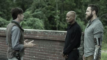 Josh Hamilton as Lance Hornsby, Seth Gilliam as Father Gabriel Stokes, Ross Marquand as Aaron - The Walking Dead _ Season 11, Episode 15 - Photo Credit: Jace Downs/AMC