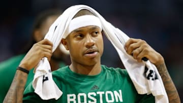 Oct 29, 2016; Charlotte, NC, USA; Boston Celtics guard Isaiah Thomas (4) stands on the court during the game against the Charlotte Hornets at the Spectrum Center. The Celtics defeated the Hornets 104-98. Mandatory Credit: Jeremy Brevard-USA TODAY Sports