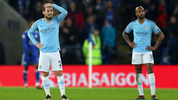 LEICESTER, ENGLAND - DECEMBER 26: David Silva of Manchester City looks dejected after Leicester City score there second goal during the Premier League match between Leicester City and Manchester City at The King Power Stadium on December 26, 2018 in Leicester, United Kingdom. (Photo by Catherine Ivill/Getty Images)
