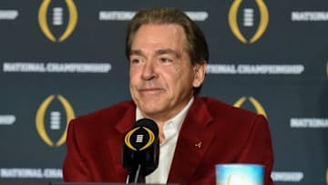 Jan 12, 2016; Scottsdale, AZ, USA; Alabama Crimson Tide head coach Nick Saban during a press conference at JW Marriott Camelback Inn. Mandatory Credit: Matt Kartozian-USA TODAY Sports
