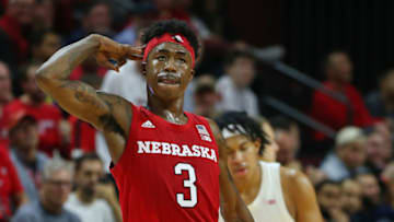 Former St. John's basketball commit Cam Mack celebrating for the Nebraska Cornhuskers. (Photo by Rich Schultz/Getty Images)