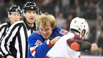 New York Rangers defenseman Ryan Lindgren. Mandatory Credit: Sarah Stier-USA TODAY Sports