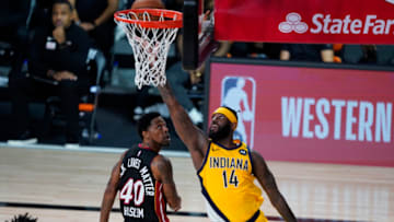 Former St. John's basketball player JaKarr Samson makes a layup for the Indiana Pacers. (Photo by Ashley Landis - Pool/Getty Images)