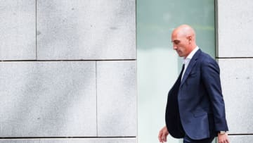 Luis Rubiales leaves the Audiencia Nacional court after declaring before the judge in the case relating to his kiss of football player Jenni Hermoso. (Photo by Alberto Gardin/SOPA Images/LightRocket via Getty Images)