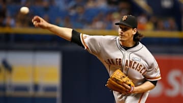 Jun 17, 2016; St. Petersburg, FL, USA; San Francisco Giants starting pitcher Jeff Samardzija (29) throws a pitch against the Tampa Bay Rays at Tropicana Field. San Francisco Giants defeated the Tampa Bay Rays 5-1. Mandatory Credit: Kim Klement-USA TODAY Sports
