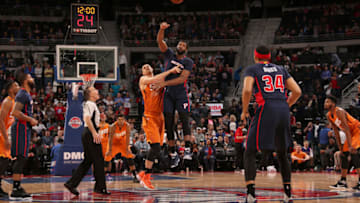AUBURN HILLS, MI - MARCH 19: The Detroit Pistons and the Phoenix Suns tip-off on March 19, 2017 at The Palace of Auburn Hills in Auburn Hills, Michigan. NOTE TO USER: User expressly acknowledges and agrees that, by downloading and/or using this photograph, User is consenting to the terms and conditions of the Getty Images License Agreement. Mandatory Copyright Notice: Copyright 2017 NBAE (Photo by Brian Sevald/NBAE via Getty Images)